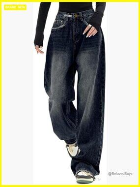 Baggy Boyfriend Jeans Wide Leg Denim Pants Y2k Streetwear